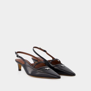 Maison Kitsune Sling Back Pointy - - Leer - Zwart