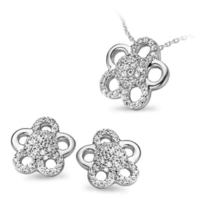 Orphelia Dames 925 Sterling Zilveren Set: Ketting-Hanger + Oorbellen - Zilver SET-5096