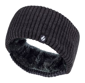 Dames fleece gevoerde thermo oorwarmer hoofdband - Geribbeld Donkergrijs