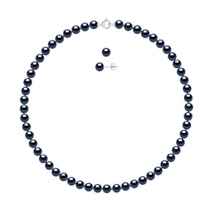 Versiering ketting en oorbellen zoetwater parels 7-8mm White Gold