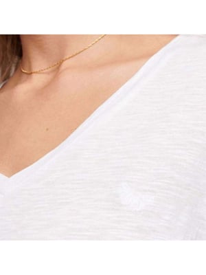 Superdry dames T-shirt met geborduurd logo en V-hals.