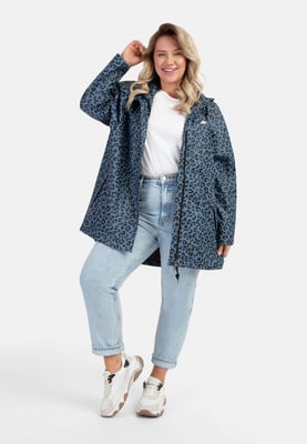 Schmuddelwedda Plus size regenjas met luipaardprint bridgeport Dames Blauw grijs zwart Leeuw