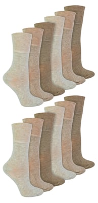 IOMI - 12 paar bamboesokken voor diabeten voor dames - Beige