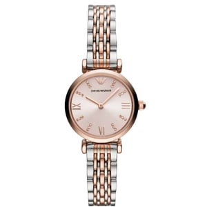 Emporio Armani AR11223 Roze wijzerplaat tweetonig dameshorloge