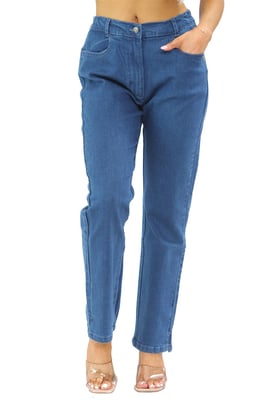 MYT Damesjeans met elastische taille aan de zijkant in blauw