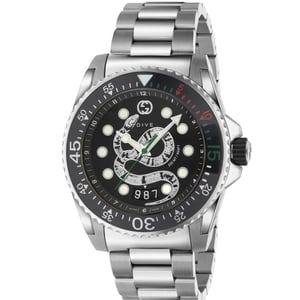 Gucci YA136218 Zwarte Slangenwijzerplaat Herenhorloge