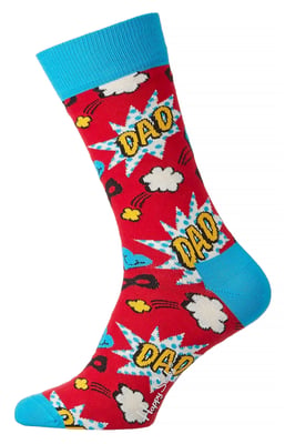 Vaderdag Sokken | Happy Socks | Grappige Rode Blauwe Sokken met Verstevigde Hak en Tee | Vaderdag Cadeau - Rood