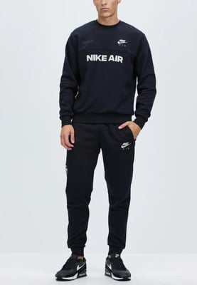 Nike Air Heren fleece trainingspak met ronde hals en geborstelde achterkant