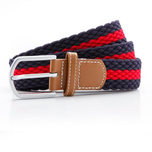 Asquith & Fox Heren Twee Kleuren Streepjes Vlechtriem (Marine / Rood)