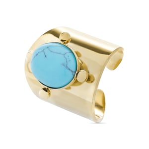 Luxenter turkoois ring afgewerkt in 18K geel goud - Kumora