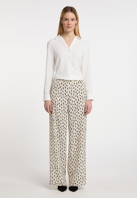 Dreimaster Stof broek Dames wol wit zwart