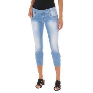 Damespiratenbroek met versleten effect van elastische stof 10DB50294