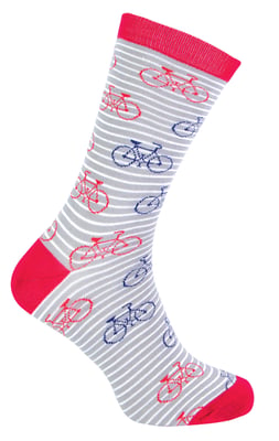 Mr Heron bamboesokken met nieuw patroon voor heren - Fiets (Grijs)