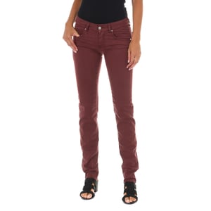 Lange jeansbroek met smal gesneden zomen 10DBF0475-B088 vrouw