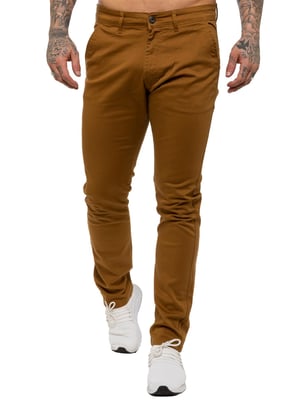 Enzo | Heren Slim Fit Stretch Chino Jeans - Bruin