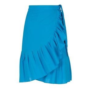 Turquoise wikkelrok met ruches
