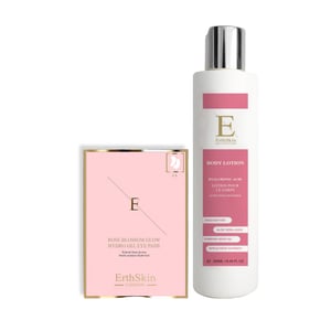 Hyaluronzuur + Collageen Body Lotion 250ml +Rose Blossom Glow Hydro-Gel Oogkompressen 5 X 2