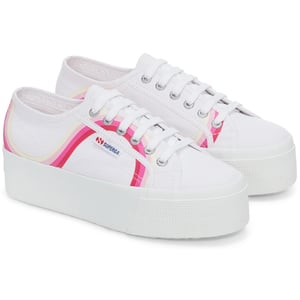 Superga 2790 Ronde Strepen Katoen Damestrainers Wit/Schaduwblauw