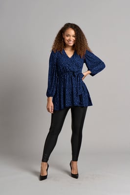 Pinky Luipaard Wrap Top - Navy