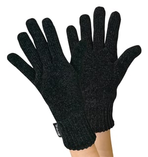THMO - Dunsulate Chenille Muts & Handschoenen Set voor dames - Zwart
