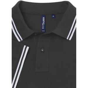 Asquith & Fox Heren Klassiek Fit getipt Poloshirt (Houtskool/Wit)