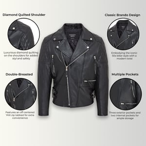 Heren koeienhuid lederen Brando bikerjack - Garland