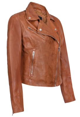 Dames slim leren bikerjack-Matlock