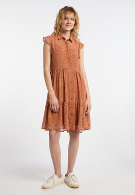 Dreimaster Blouse jurk Dames Oranje Veelkleurig