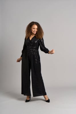 Carla Pailletten Jumpsuit - Zwart