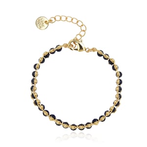 Luxenter 925 Sterling Zilveren Armband met Zwart Kristal in 18K Geel Goud - Lailai