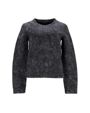 Valentino Vlinderprint Sweater in Grijze Katoen