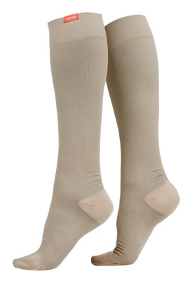 Brede M-wicking nylon 15-20 mmhg compressiesokken - Cachou