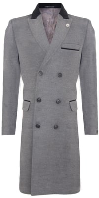 Heren 3/4 lange dubbele rij grijze Crombie overjas wollen jas Peaky Blinders