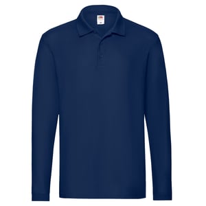 Fruit of the Loom Heren Premium Pique Poloshirt met lange mouwen (Marine)