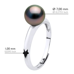 Ring Domed - Echte Cultured Tahiti Parels Rond 7-8 mm