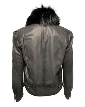 Gucci Jacket met Bontkraag Detail in Zwart Leer