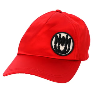 Miu Miu Logo Patch Baseballcap in Rode Canvas
