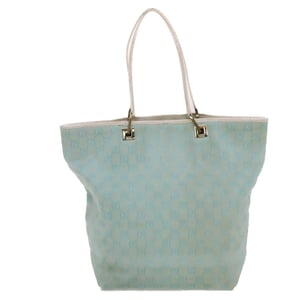 GUCCI GG Canvas Shopper Tas Lichtblauw Wit Auth 50181