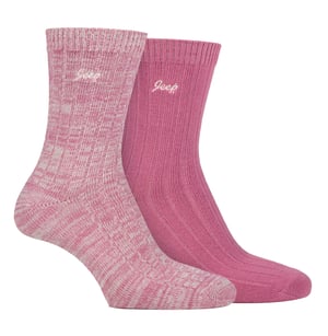 Dames Wandelsokken | Jeep | 2-Pack Hoogwaardige Polyester Hardloopsokken - Cerise / Crème
