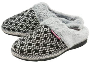 Dunlop - Dames Schattige Gezellige Pluche Geheugenfoam Gebreide Slippers Met Open Achterkant Muiltjes