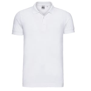 Russell Effen Heren Stretch Poloshirt (Wit)