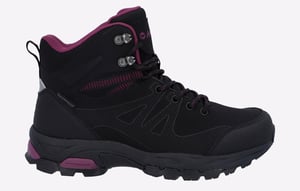 Hi-Tec Jackdaw Mid WP Polyester Dames Zwart/Bordeaux Wandelschoenen