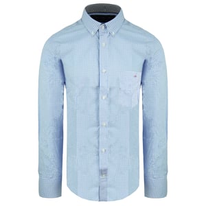 Eden Park Geruit Heren Blauw/Wit Oxford Overhemd