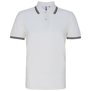 Asquith & Fox Heren Klassiek Fit getipt Poloshirt (Wit/zwart)