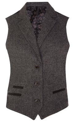 Womens Tweed jaren 1920 visgraat grijs vest