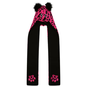 Dare 2B Kinderen/Kids Snowplay Luipaardprint 3 in 1 Muts Sjaal (Puur Roze/Zwart)