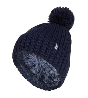 Heat Holders - Thermische Pom Pom Bobble-hoed voor dames - Marine