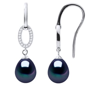 Oorbellen Hooks Zoetwater Parels 89mm Black Peren Sieraden 925