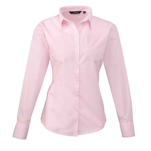 Premier Dames/Dames Popeline Blouse met Lange Mouwen (Roze)
