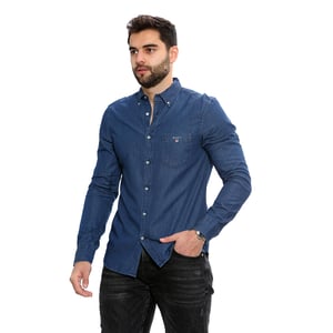 Gant Heren Regular Fit Overhemd | Indigo Overhemd